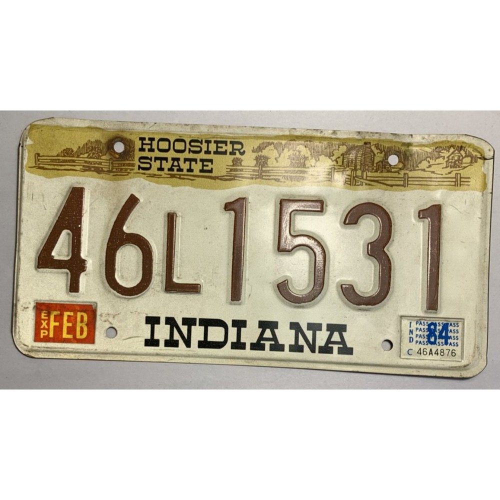 Vintage 1984 Indiana License Plate Hoosier State 46L1531 Expired